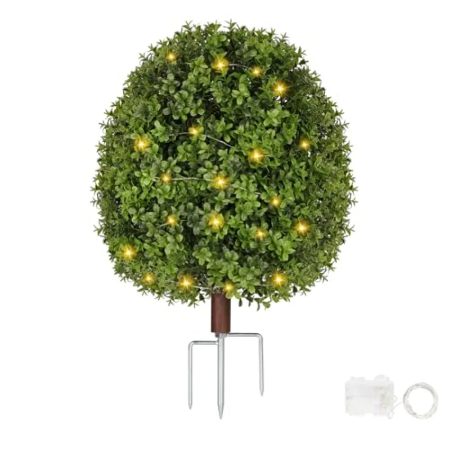 

Artificial Boxwood Topiary Trees for Outdoors Faux Topiary Ball Tree UV Resistant Fake Shrubs Evergreen Bush Plants for Front P