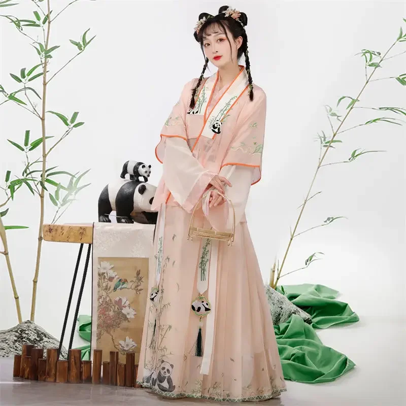 Robe Hanfu traditionnelle chinoise de la dynastie Ming pour femmes, costume de cosplay de princesse élégant, 4 pièces trempées, 3 documents, Krasnobroderie d'automne