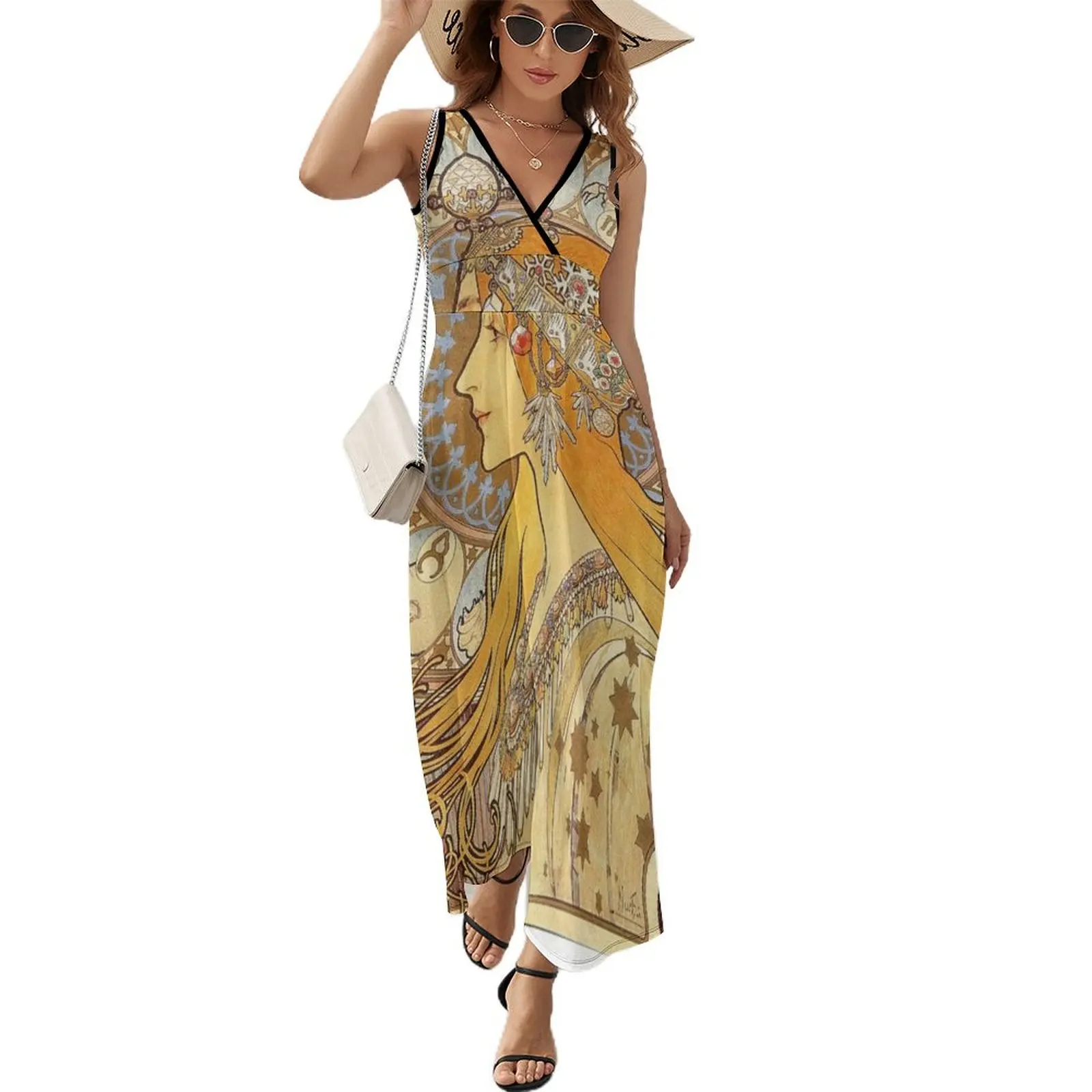 

Alphonse Mucha Zodiac Art Nouveau Woman Sleeveless Dress Women long dress Summer skirt women's summer dresses 2024