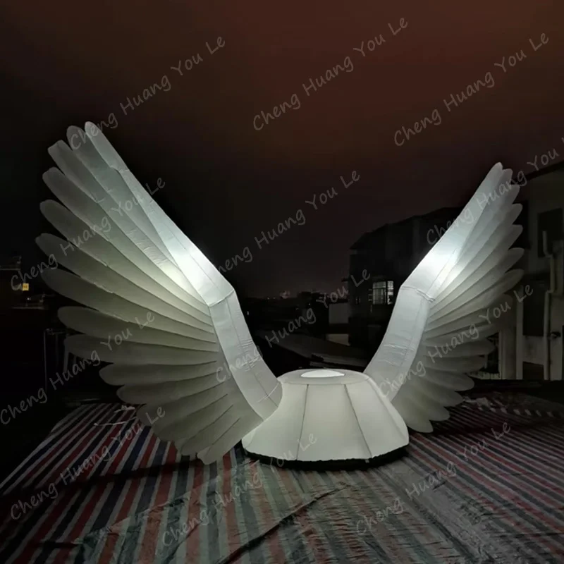

Beautiful white light inflatable angel wings night party stage decoration prop cartoon bird balloon wings