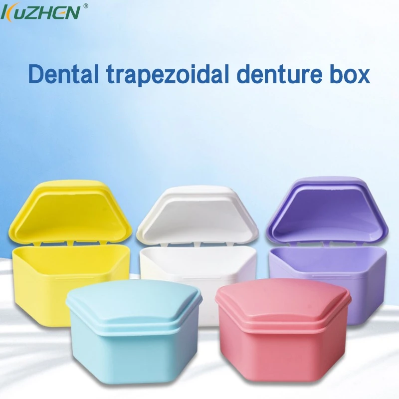 

1pcs Portable Trapezoid Orthodontic Retainer Box Teeth Oral Denture Dental Storage Case Prosthesis Teeth Container Boxes