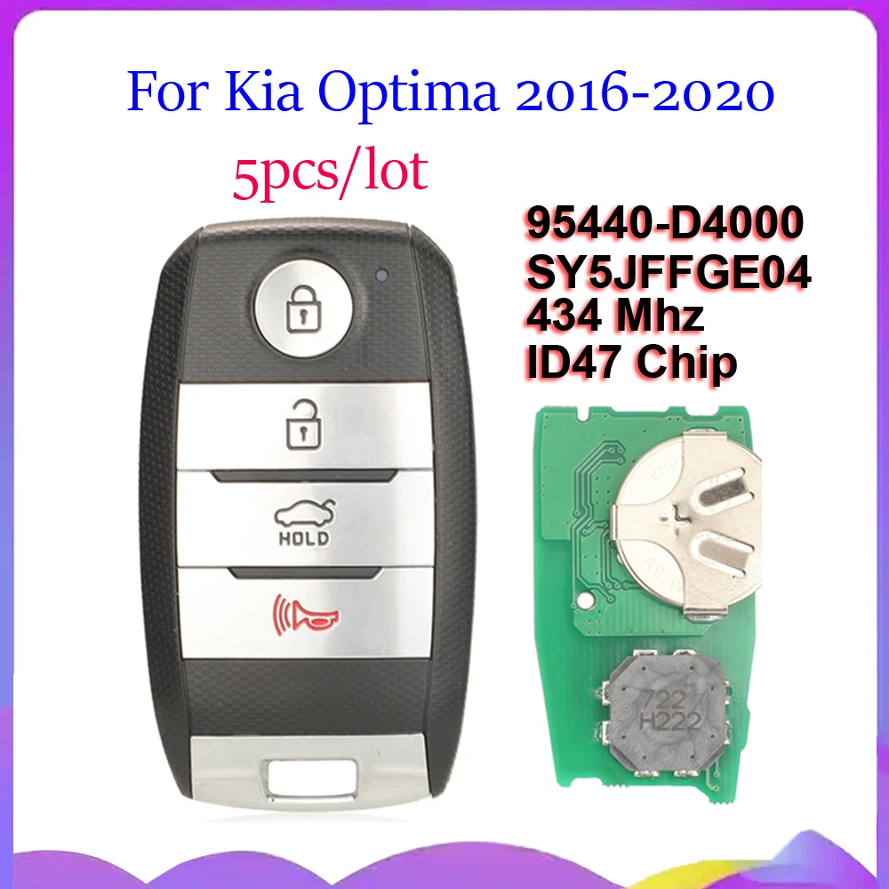 Jingyuqin New 5pcs 434MHZ ID47 Chip 95440-D4000 Keyless Remote Smart Car Key For Kia Optima 2016-2020 SY5JFFGE04 95440-D5000