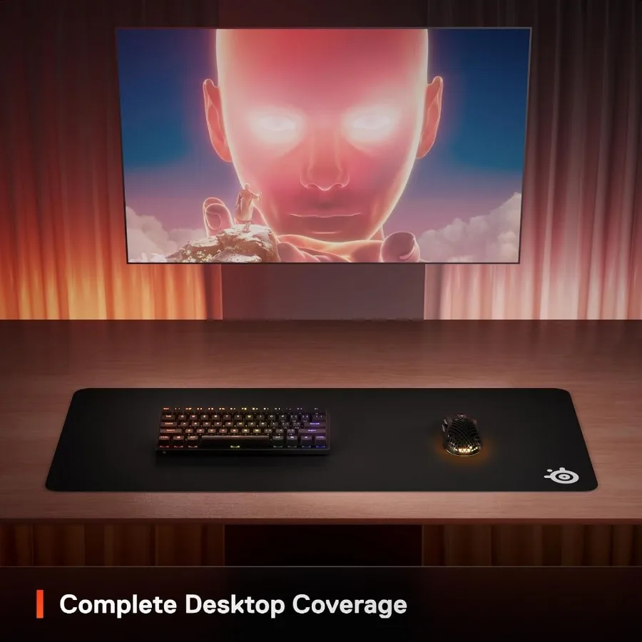 QcK Gaming-Mauspad, XXL-Stoff, Peak Tracking und Stability, Esports-Mauspad, NeverSlip, vollständige Schreibtischabdeckung