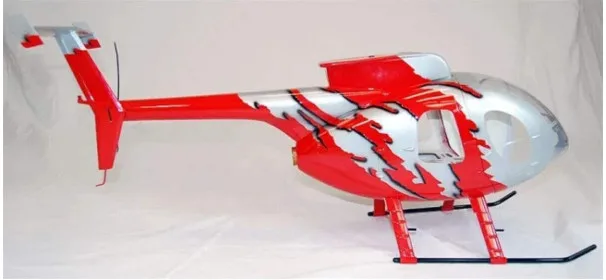 470 Size MD500E RC Helicopter Scale Fuselage Glass Fiber Shell with Pointed Nose Cover