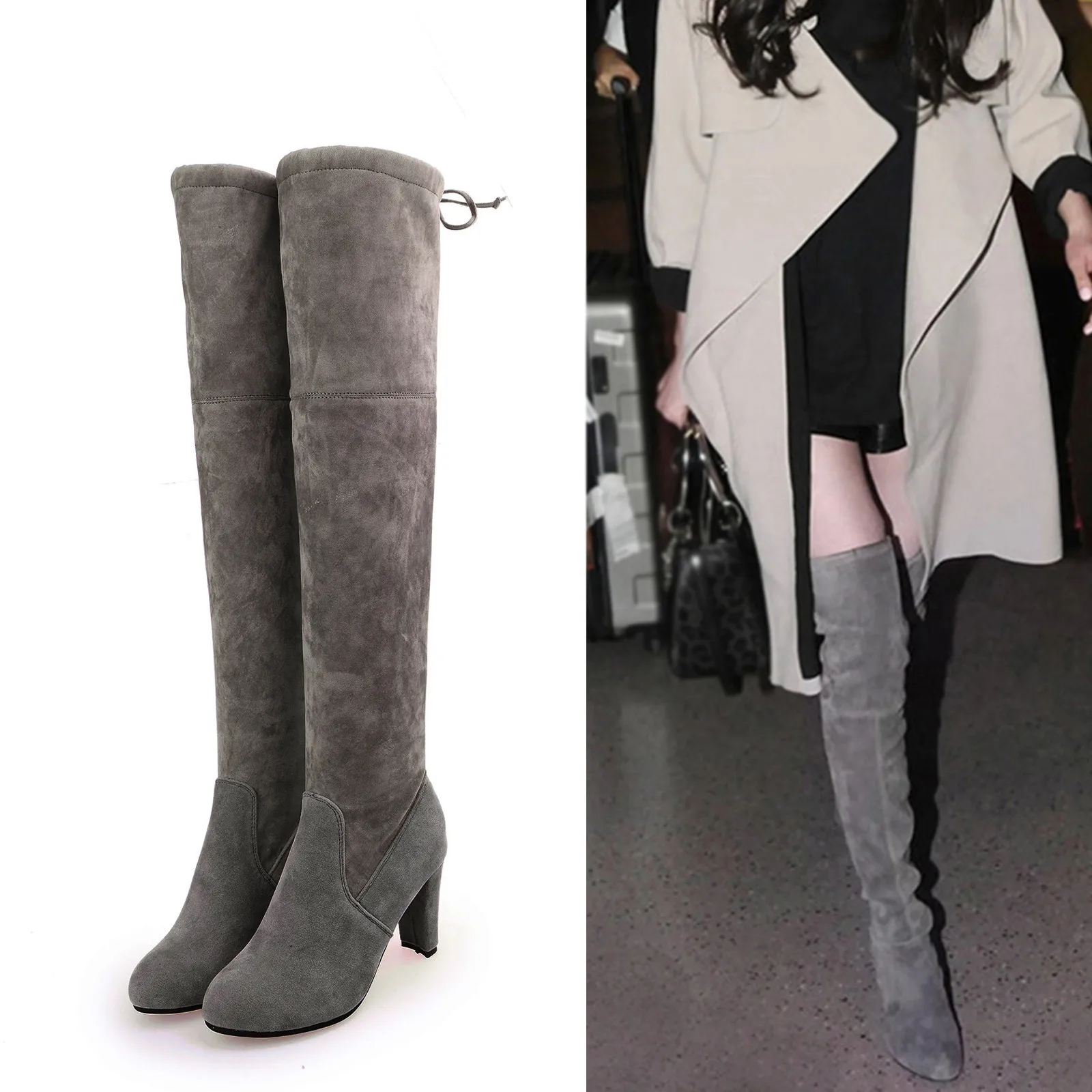 2023 New Faux Suede Slim Boots Sexy Over The Knee High Women Fashion Winter Thigh High Boots Shoes High Quality Botas Mujer