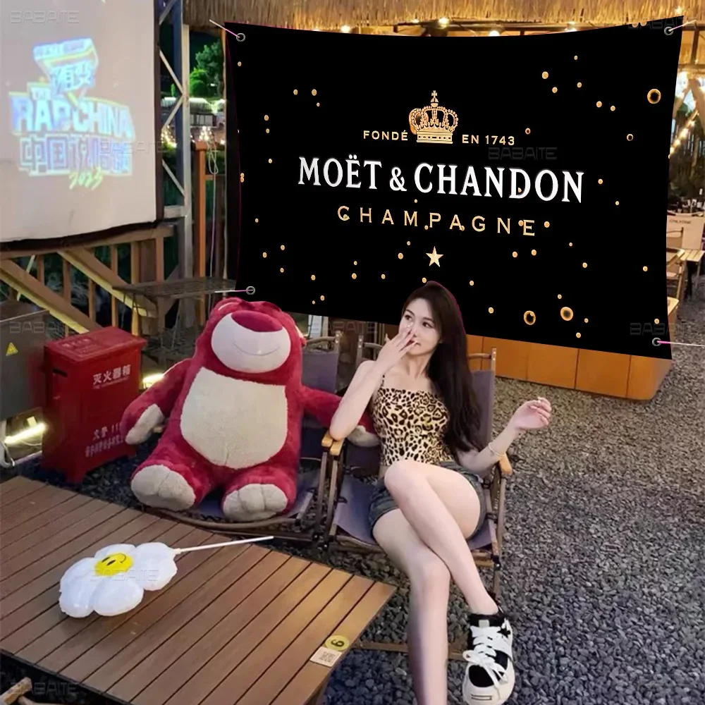 Champagne M-Moet &Chandon Cartoon Flag Wall Hanging Banner Decoration Household Home Decor