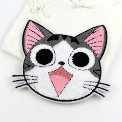 Moda cartone animato grande asciugamano ricamo Patch gatto abbigliamento accessori abbigliamento fai da te panno decorativo Applique