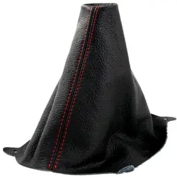 For FORD FIESTA MK7 2008-2013 RED STITCH BLACK LEATHER GEAR STICK KNOB COVER GAITER