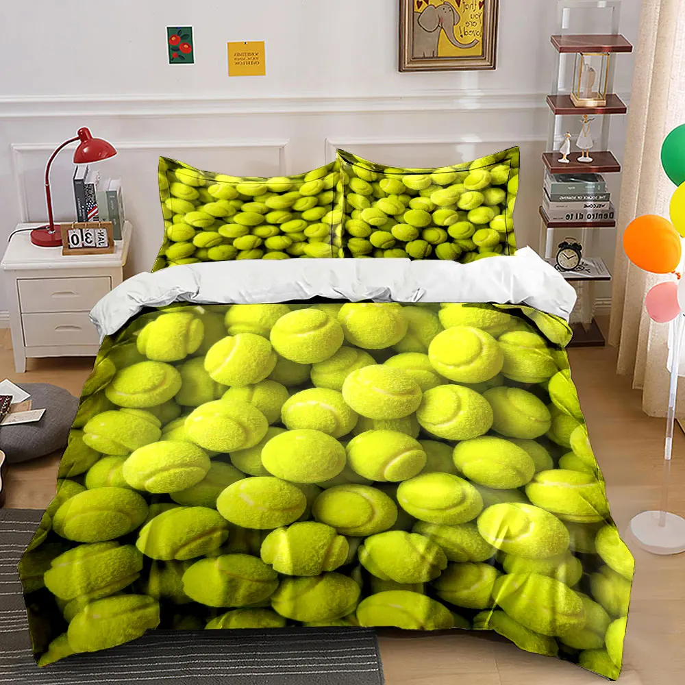 Tennis Ball Trio Set, Multiple sizes kid's and adults' bedroom Exquisite 3PC bedding set, gift