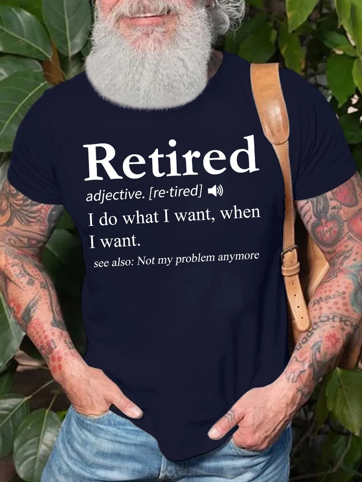 Men's Retired I Do What I Want When I Want See Also Not My Problem Any More Funny Graphic Printing Crew T-Shirt image 3