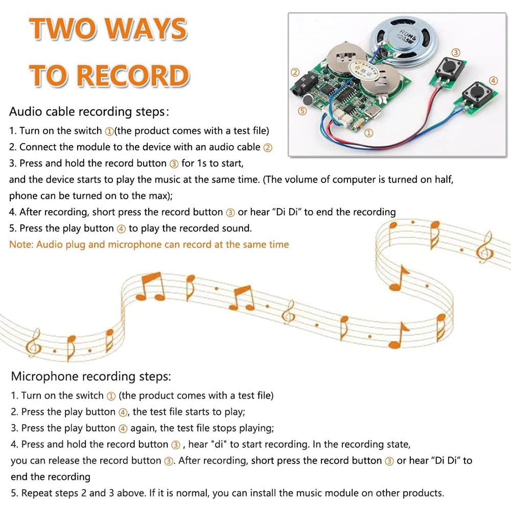 2min Sound beschreibbares Modul MP3-Musik Voice Player Kit Aufnahme Audio herunter ladbar für DIY Gruß karte Geburtstags geschenk 2MB RAM