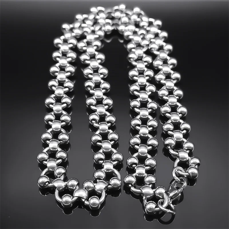 Y2K Hip Hop Bead Link Chain for Women Men Stainless Steel Silver Color on The Neck Creative Necklace Jewelry Accessories collar