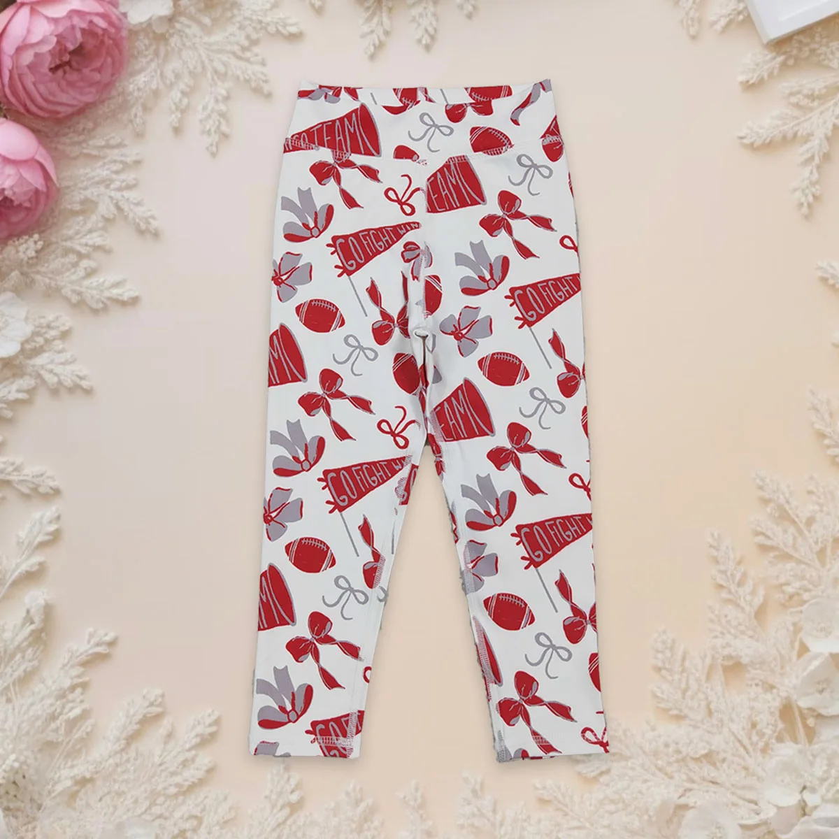 

Infant Baby Girl Red Bows Footballs Trousers Toddler Spring Fall Children Clothes Kids Athletic Legging Pants Clothing Wholesale