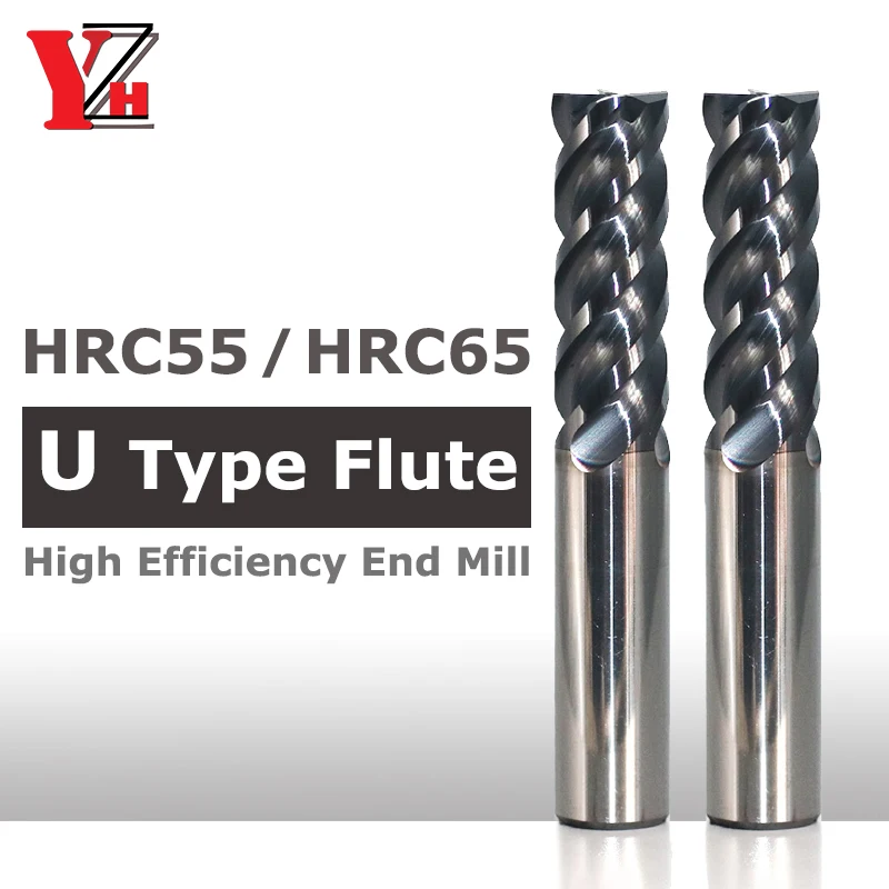 HRC55/65 U-Type Flute Milling Cutter Coated Tungsten Steel 4 Flute CNC Machine Tools 1mm 2mm 3mm 4mm 6mm 8mm 10mm 12mm 14mm 16mm