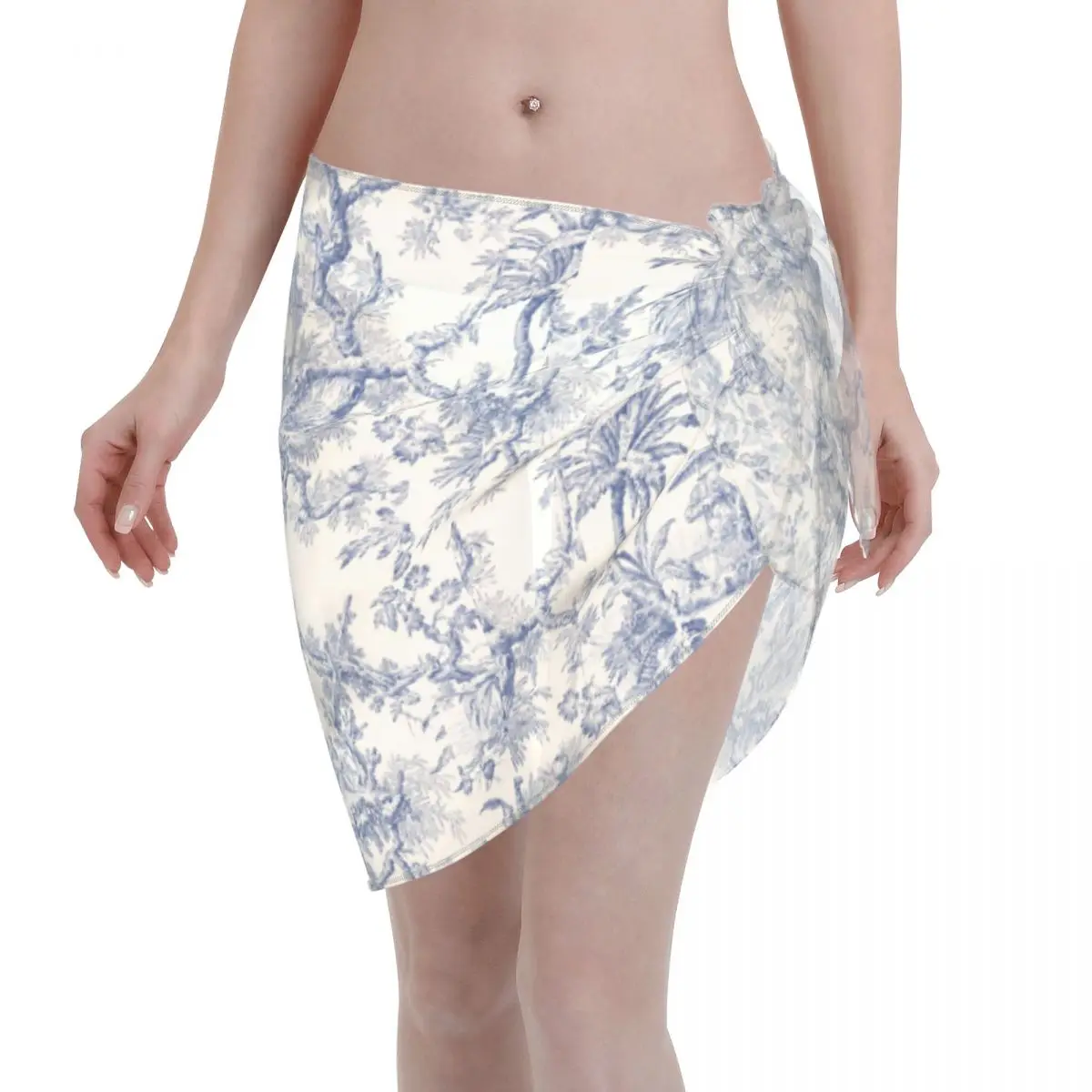 

Custom Fashion Toile De Jouy Patterns Casual Beach Dress Decorate French Motif Women Short Sarongs Beach Wrap For Swimwear