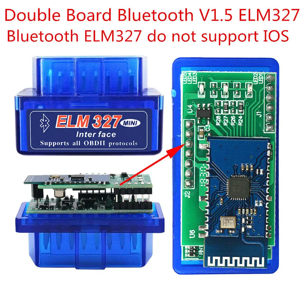 Lector de Códigos Automotriz ELM327 Bluetooth V1.5 de 2 Capas con Chip PIC18F25K80, Super MINI ELM 327 Compatible con Android y Symbian, Doble PCB