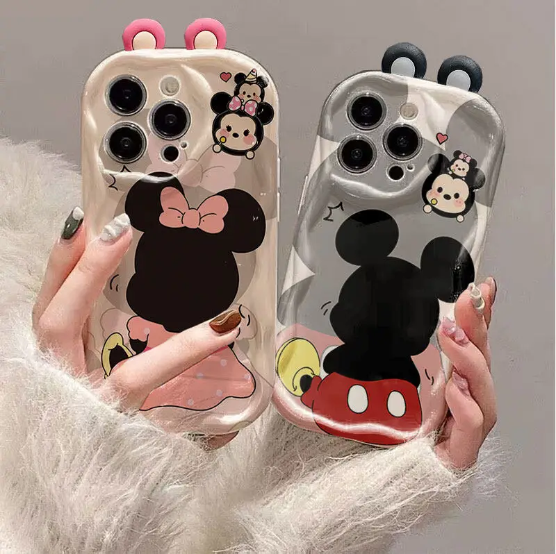 Mickey Minnie 3D Ear Case Cover For Samsung Galaxy S25 S24 S23 S22 S21 Plus Ultra S20 S21 S24 FE A55