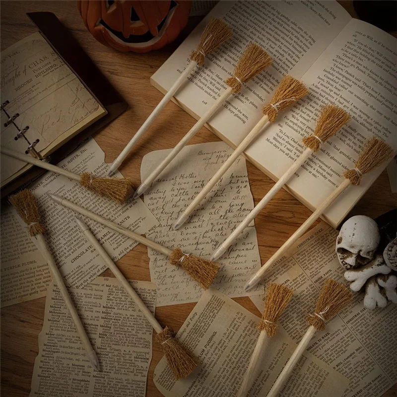 

14PCS Witch Broom Stick Pencils Halloween Wizard Wand Pencils For Theme Gift Goodie Bag Fillers