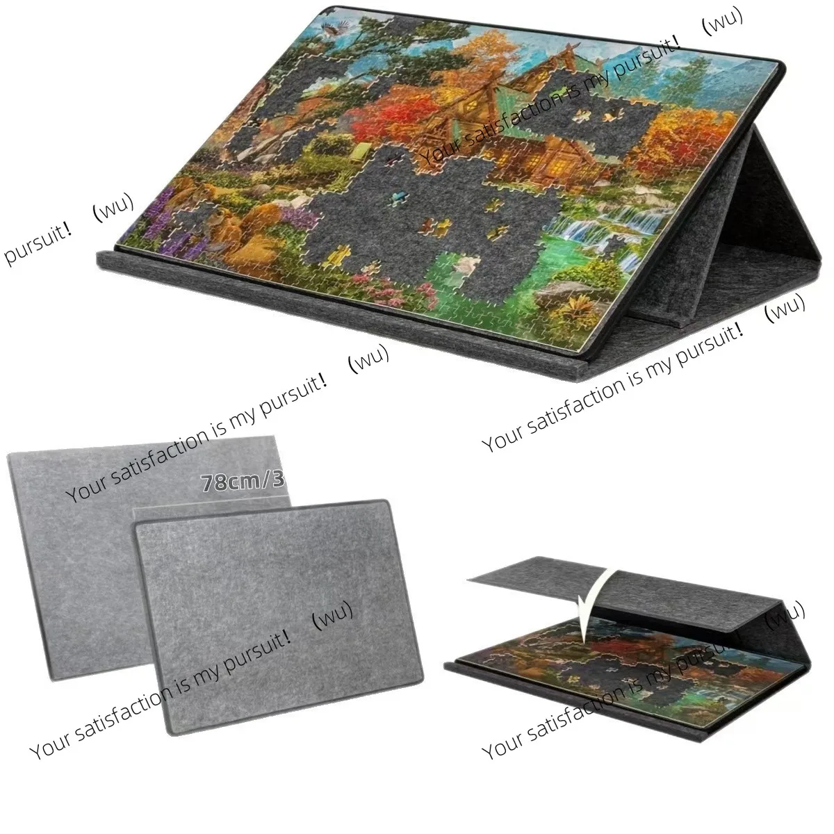 Portable Puzzle Table with Felt Mat, Multi-Angle Adjustable Stand, Puzzle Sorting Station for Adults Portable Organizer Table