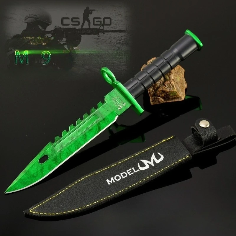 Csgo M9 Esmeralda Doppler de 26cm, juego de arma de Metal, espada periférica, manualidades samurái, accesorios de regalo, colección de adornos, juguete para niño