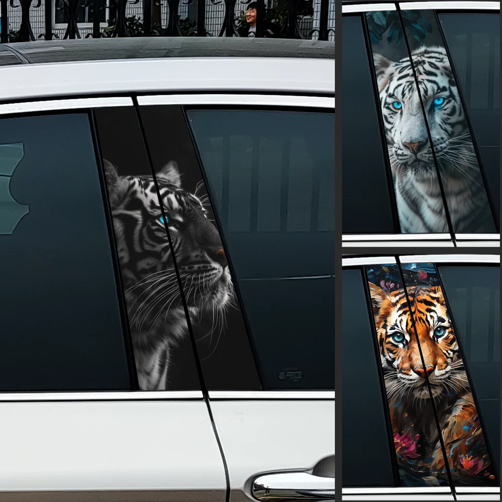 

Cool White Tiger Car Stickers Waterproof Auto B Pillar Decor Cover Scratches Durable Car Doors Pillar Vinyl Decals Vehicle Decor