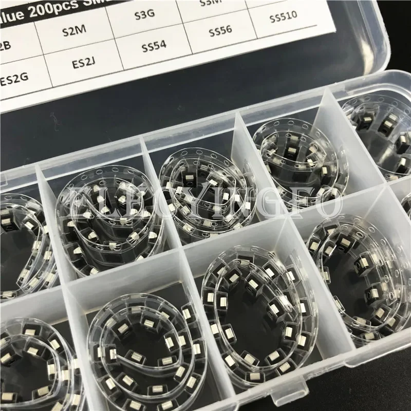 10 القيم * 20 قطعة DO-214AA S2B S2M S3G S3M ES2D ES2G ES2J SS54 SS56 SS510 SMB شوتكي تصحيح SMD ديود عدة لتقوم بها بنفسك صندوق متنوع