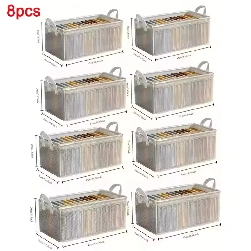 8-10pcs PVC Foldable Storage Box for Storing Clothes ＆Toys With Steel Frame Moisture-proof Wardrobe Organizer Storage Basket
