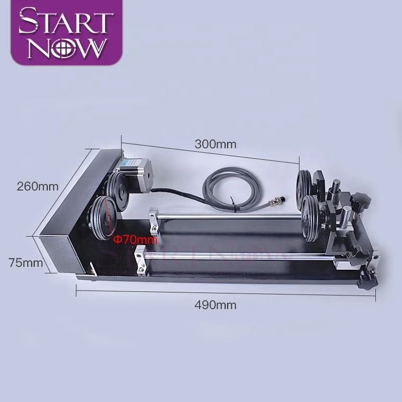 Startnow Rotary Engraving Attachment With Wheels Rollers Stepper Motors For CO2 CNC Laser Engraver Cutting Machine Rotation Axis