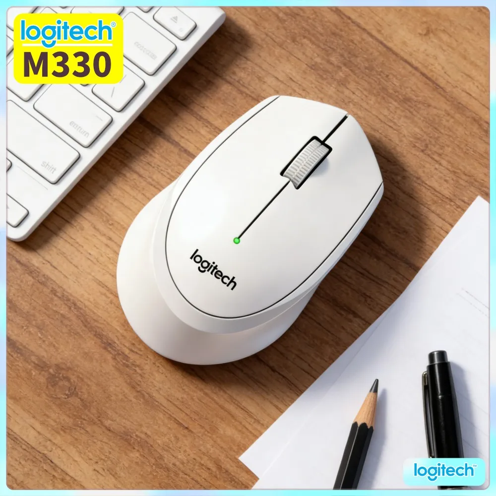 Logitech M330 Wireless Mouse Silent Click 2.4Ghz Ergonomic Design Optical Tracking Durable For Home Office Laptop PC Mac Linux