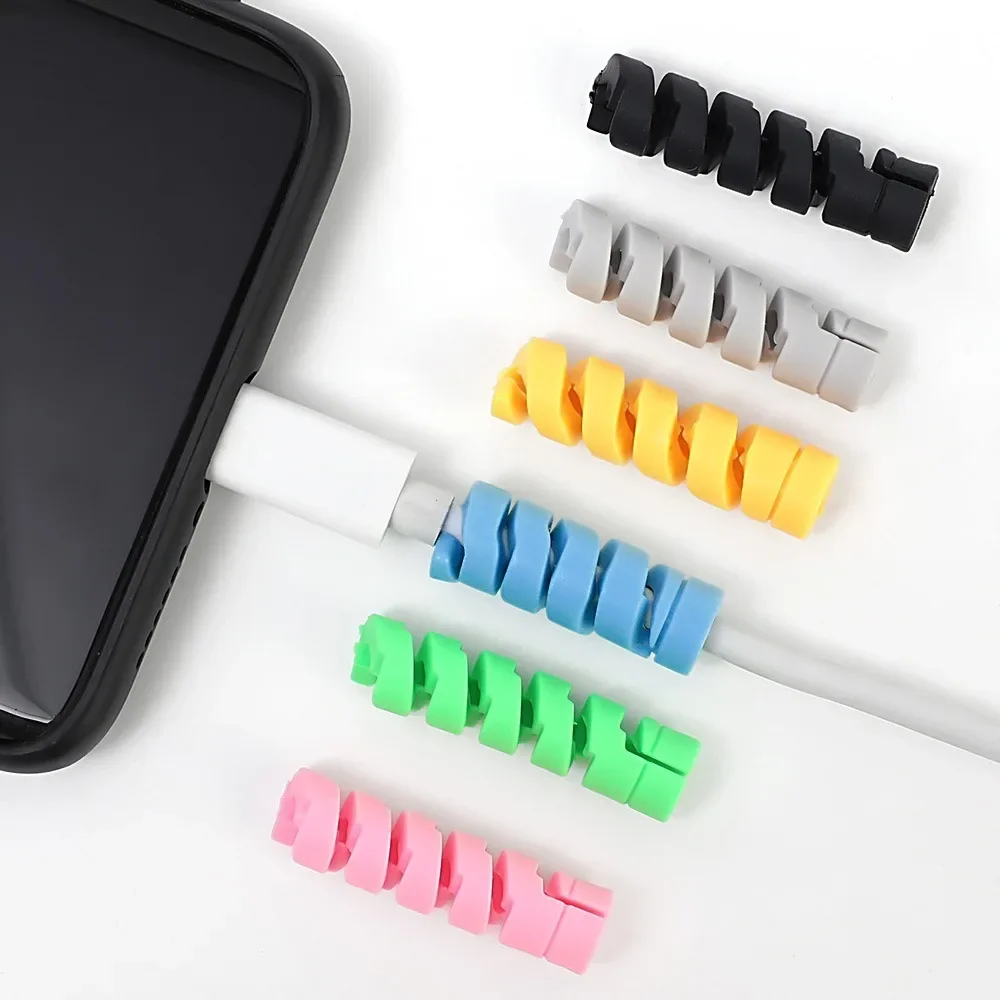 1-12Pcs Cables Protector Flexible Charge Spiral Winder Wire Cable Winder Organizer for IPhone USB Charger Cable Protective Cover image 4