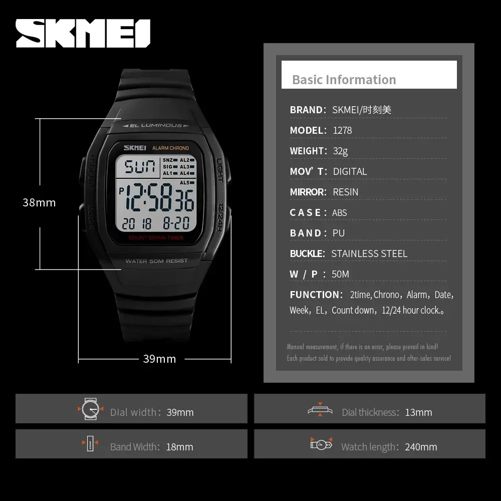 SKMEI Men Wristwatch Casual Outdoor Male Clock Luminous montre homme Digital Dual Time Sport Mens Watches 1251 2100 1278