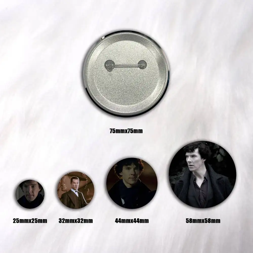 A-S-Sherlock S-Season Snap-in Pins Cartoon Character Round Creative Brooches For Backpack Accessories Jewelry Gifts