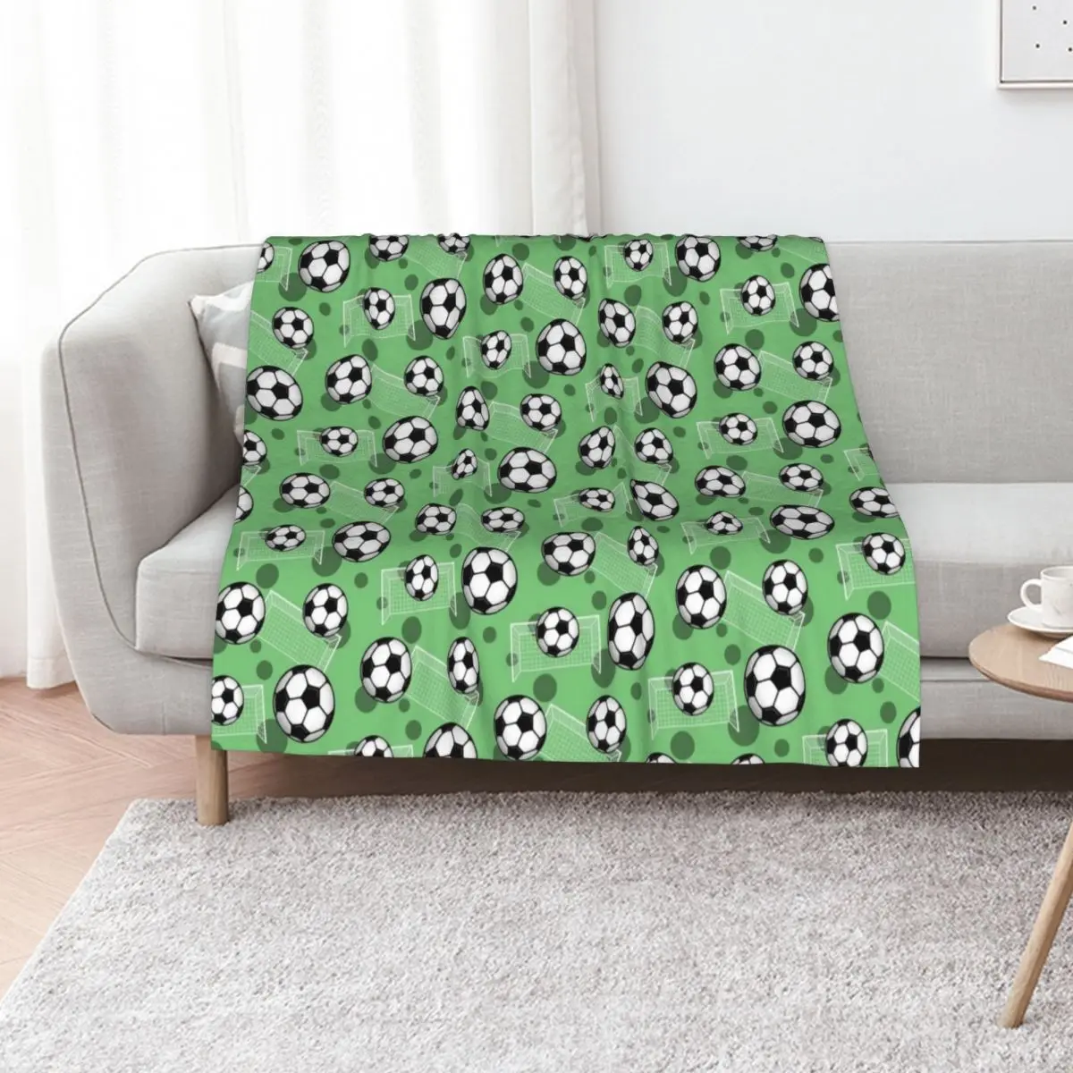 

Soccer Ball and Goal Green Pattern - Green Soccer Throw Blanket Soft Beds Sofas Giant Sofa Cute Plaid Blankets