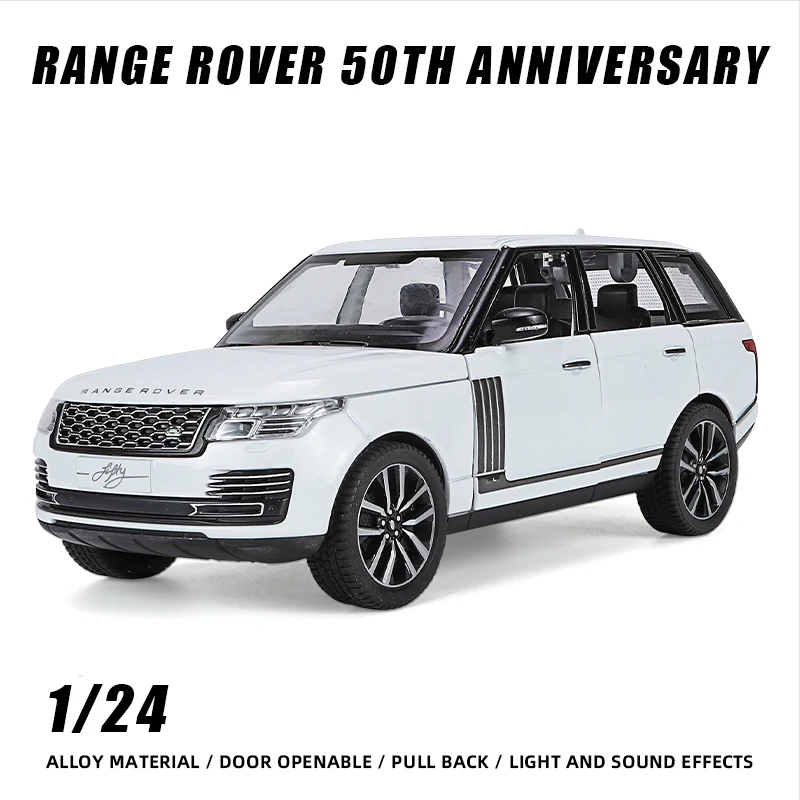 

1:24 Range Rover 50th Anniversary Alloy Diecast Off-road Vehicle Car Model One Piece Hot Wheels Sound Light Metal Toy Gift Child