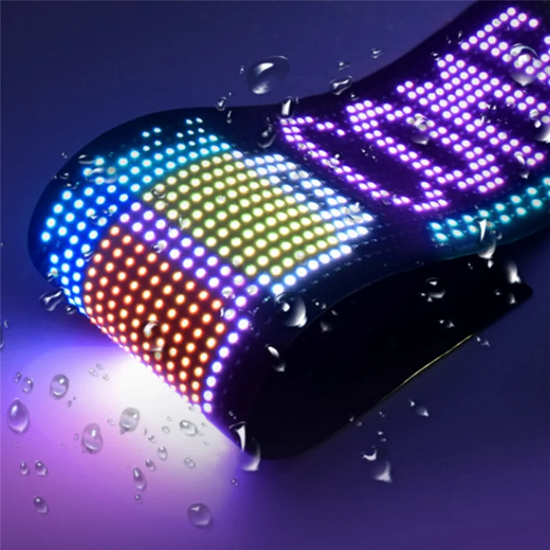 N75R-USB 5V LED Pixel Panel, 16X96 RGB Display, Flexible 7X17cm Module For Text And Animation Via Bluetooth APP