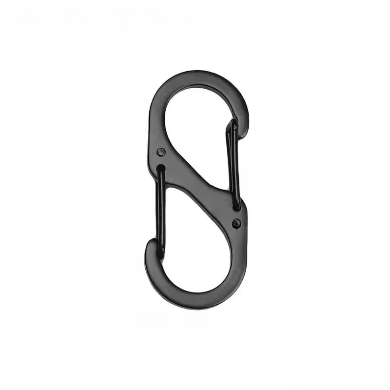 S-Type Mini Keychain Hook Stainless Steel Carabiner with Anti-Theft Lock for Outdoor Camping Backpack Buckle Key-Lock Tool