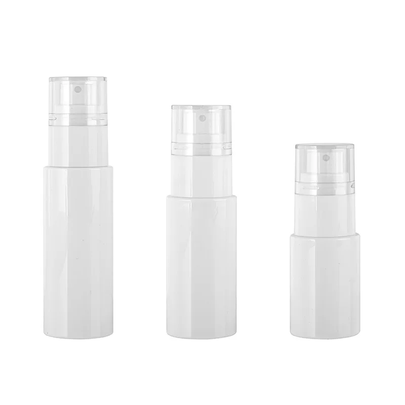 

Plastic Bottle Empty White Flat Shoulder 30ml 50ml 60ml Spray Pump 20Pcs Portable Cosmetic Packaging Refillable Bottles