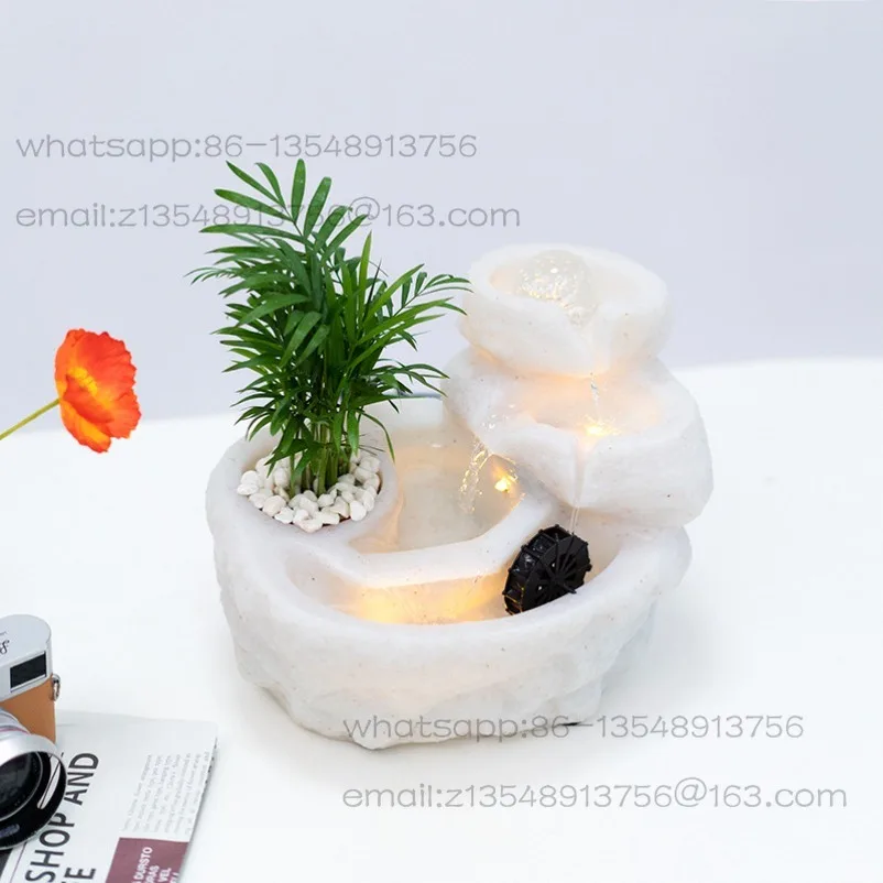 Light Luxury Feng Shui Wheel Small Rockery Fountain Crystal Ball Water Cart Flowing Water Ornament Circulating Water