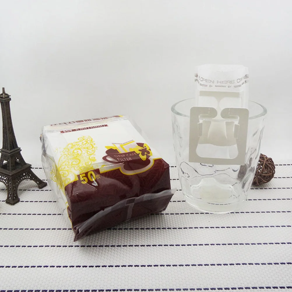 

50Pcs Hanging Ear Coffee Filter Paper Bags Disposable Drip Coffee Strainers Portable Single Serve Filters for Office Camping