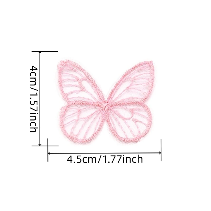 20Pcs/Lot Colorful Embroidered Butterfly Patches Mesh Cloth Appliques Flower 4.5x4cm for DIY Craft Headwear Handmade Accessories