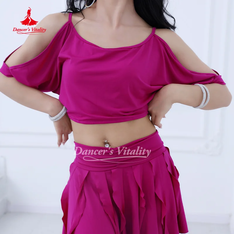 Traje de dança do ventre para mulheres, conjunto de roupas de prática macias e confortáveis, dançarina adulta, roupas de treinamento sexy e elegantes
