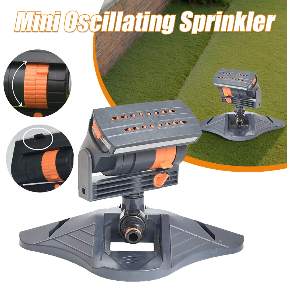 

Mini Oscillating Sprinkler Adjustable Large Coverage Lawn Sprinkler 16 Holes Plants Water Sprayer for Outdoor Yard Garden