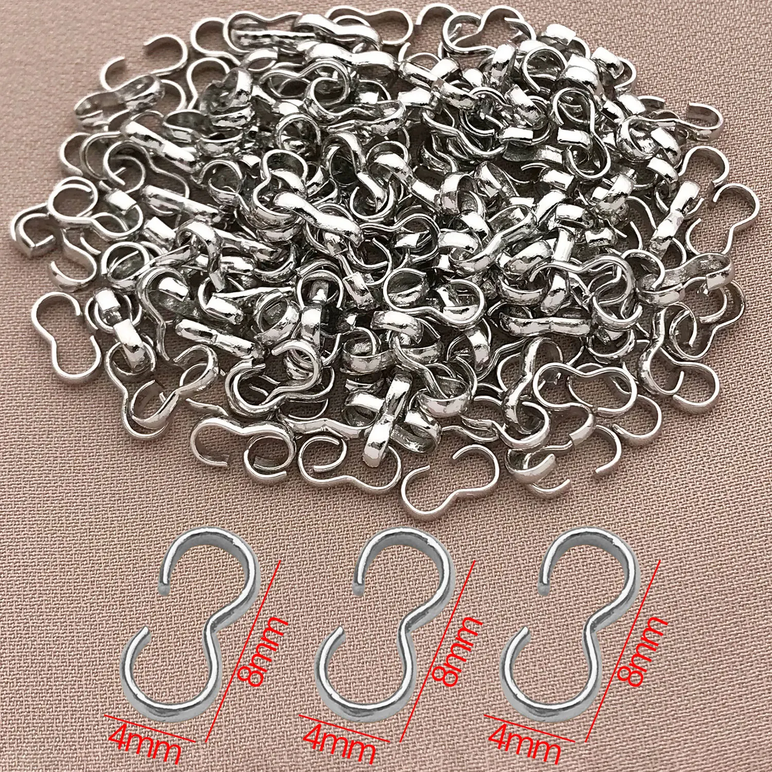Mix 10/20 Stück 18K verkupfertes echtes goldenes dickes silbriges offenes 3-Zeichen-Schnalle, DIY-Armband-Schmuckherstellungszubehör