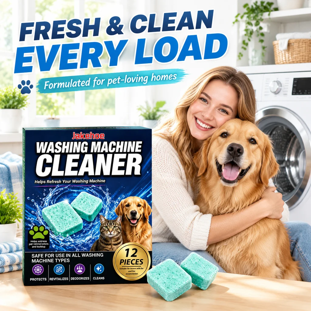 Washing Machine Cleaner Tablets Deep Cleaning Descaler Removes Pet Hair Odor Fur Scum Safe for Dog Cat Clothing All Washer Types