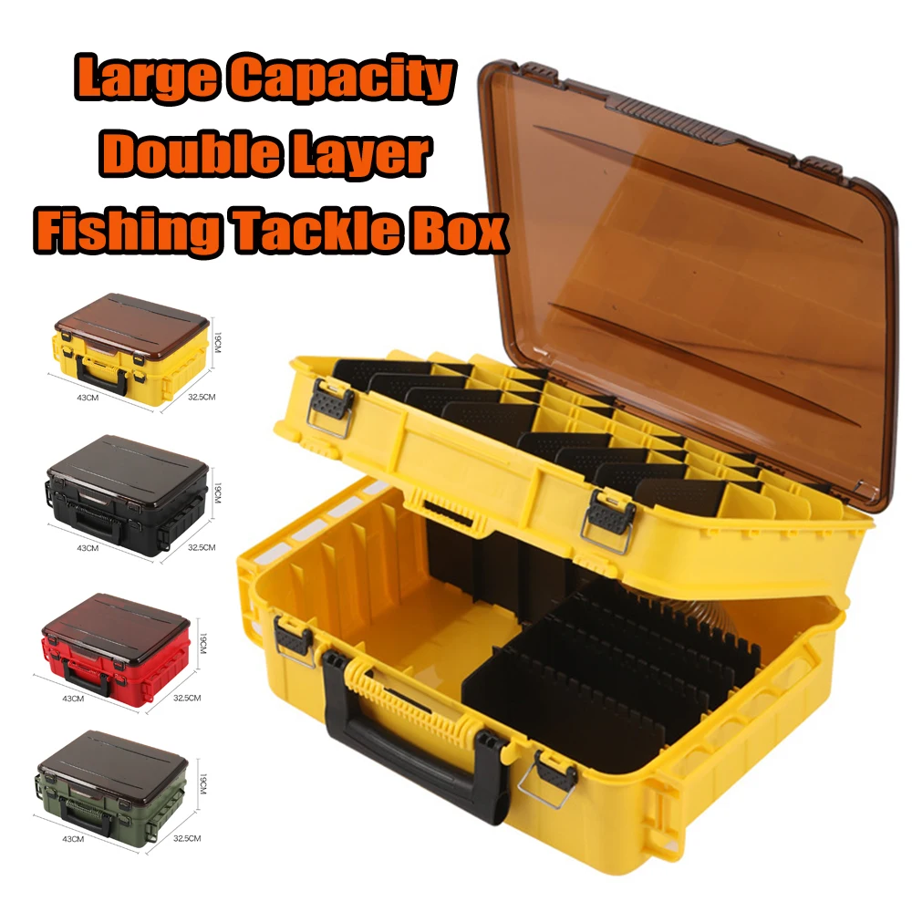 

Портативные двухслойные коробки для рыболовных снастей, вместительные коробки для хранения рыболовных принадлежностей, коробки для рыболовных крючков, приманок и искусственных наживок.