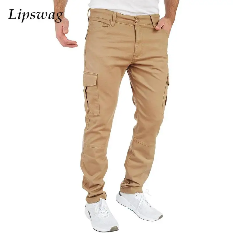 

Trendy Men's Straight Cargo Pants Stylish Solid Color Mutli Pocket Trousers Streetwear Men Spring Autumn Vintage Slim Pants