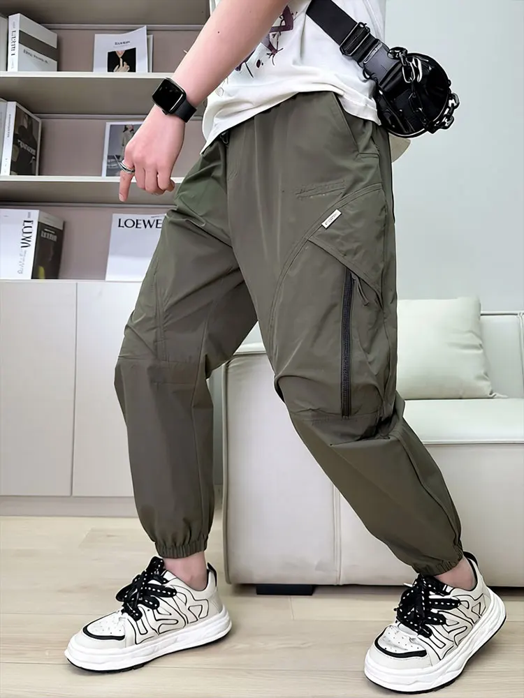 

Summer Outdoor Thin Waterproof Hiking Pants Men Quick-drying Casual Jogging Cargo Pants Sport Baggy Wide leg Sweatpants