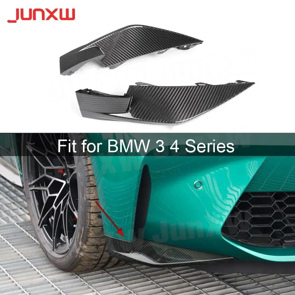 Dry Carbon Fiber Car Front Bumper Lip Splitters Canard Flaps Apron For BMW 3 Series G80 M3 4 Series G82 G83 M4 2021 UP