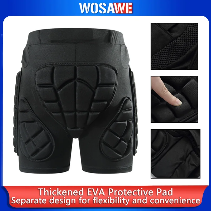 WOSAWE Hip Protector Motorcycle Shorts Skating Motocross Hip Butt Paddeds Skiing Snowboard Shorts Sports Protective Gear