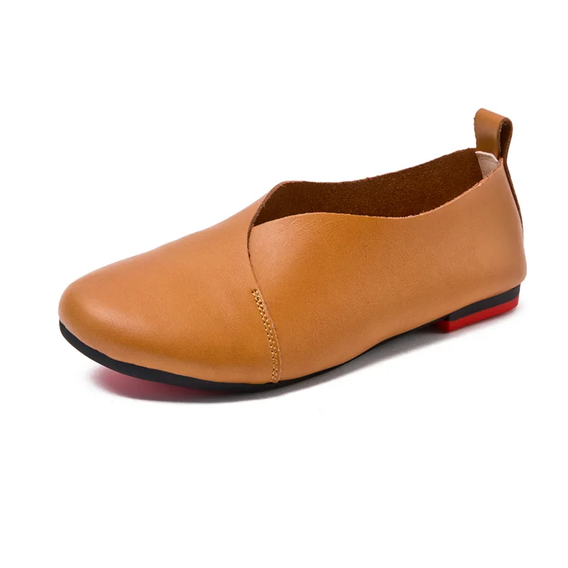 AIYUQI Women flat shoes 2024 genuine leather female peas shoes large size 35-43 casual soft bottom mother single shoes K20